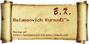 Balassovich Kurszán névjegykártya